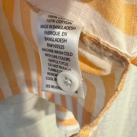 Lola River 100% Cotton Orange Sherbet Striped Button Down Beach Vacation Shirt - Picture 5 of 6